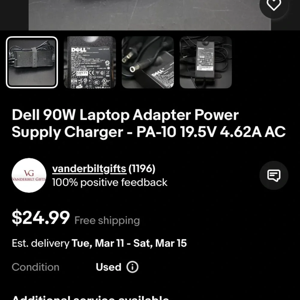 Dell 90w laptop adapter charger